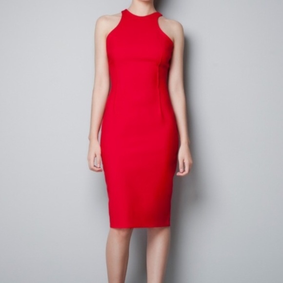 Red Zara Racerback Pencil Dress - Picture 1 of 8
